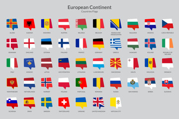 European countries flag icons collection