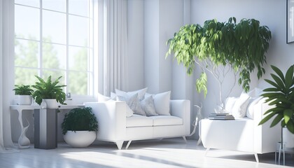 Sunlit Serenity in a Modern White Living Room
