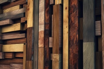 different sizes, colors and types of wooden planks