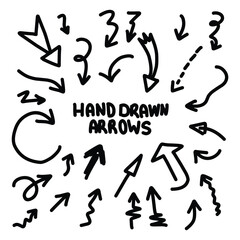 Set of hand drawn arrows, rough waypoints on a white background EPS Vector