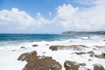 Verdicio beach view. Asturias coastline panorama, Spain