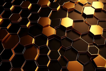 abstract gold background with hexagons 