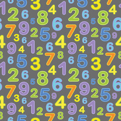 Background of numbers mixed (pattern). Good for social media, comics doodle style design elements, t-shirt print, poster, card, book cover. cartoon children figures.