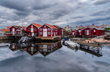 Townscape of scandinavian swedish fishing village of Smogen