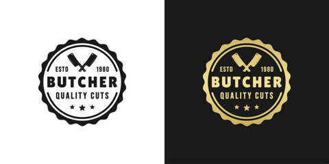 Fototapeta na wymiar Butchery logo vector or Butcher logo quality cuts vector isolated. Best Butchery logo or Butcher logo to present your shop with the best quality cuts of meat. Elegant Butcher logos for your business.