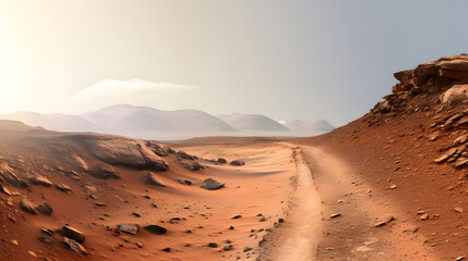 Fototapeta na wymiar Mars: The Red Planet Unveiled, Generative AI