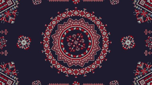 Romanian folk pattern. Traditional Romanian embroidery pattern . Video motion graphic. Elegant loop design.