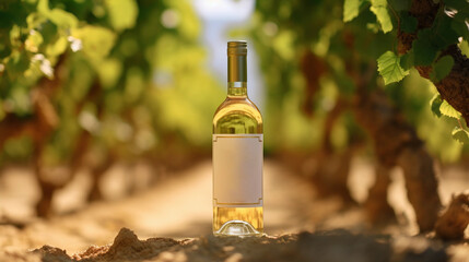 Commercial photo of a wine bottle outside
