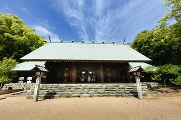 日本の神社　春の東雲神社拝殿