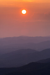 Amazing sunset over the Blue Ridge Mountains along the Blue Ridge Parkway - 614572949