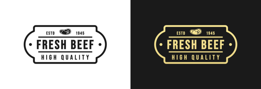 Fresh Beef Logo or Fresh Beef Label Vector Isolated in Flat Style. Best Fresh Beef logo for product packaging design element. Elegant Fresh Beef label for packaging design element.