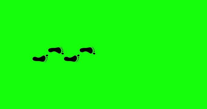 Feet loader loop animation. 4K resolution animation. Human foot print walk animation on green screen. Footsteps sign or icon animation.