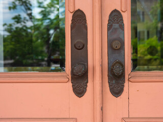 Antique Door Handles with Glass Reflections