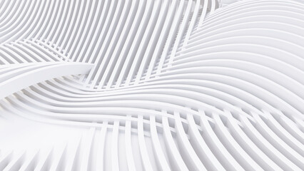 Abstract Curved Shapes. White Circular Background.