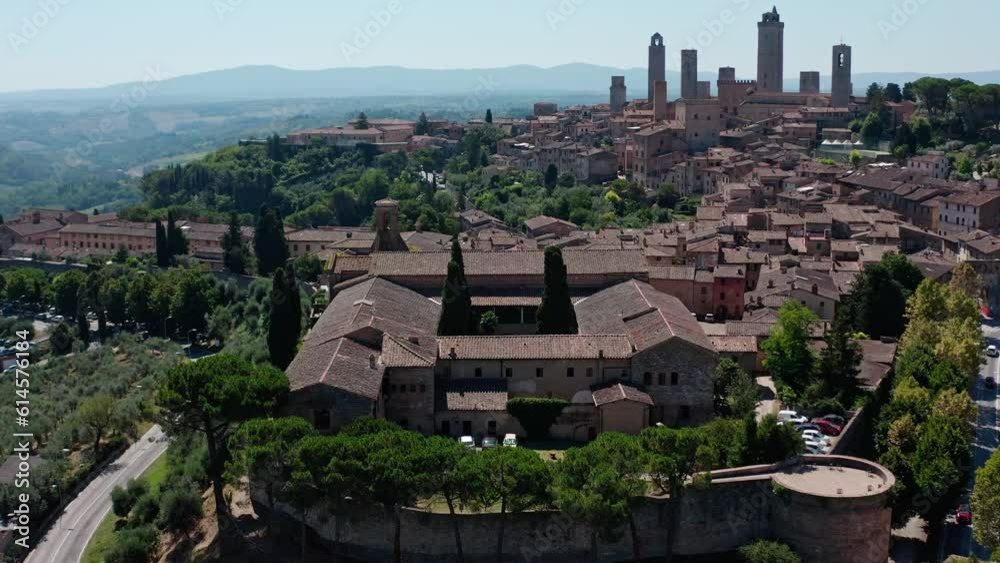 Wall mural aerial view of the medieval town of san gimignano tuscany