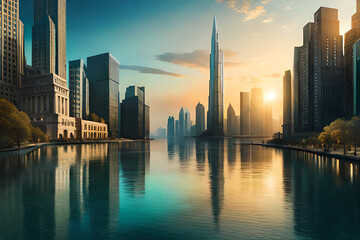 Fototapeta premium futuristic rendering city megacity cyberpunk scifi 3D illustration