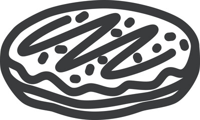 ミニミニ線画飲食物イラスト　お好み焼き