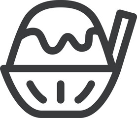 ミニミニ線画飲食物イラスト　かき氷