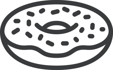 ミニミニ線画飲食物イラスト　ドーナッツ　苺