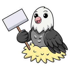Cute roseicollis opaline malva love bird cartoon holding blank sign