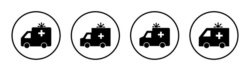 Ambulance icon set illustration. ambulance truck sign and symbol. ambulance car