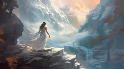 Girl and the Divine Mount Olympos, Generative AI