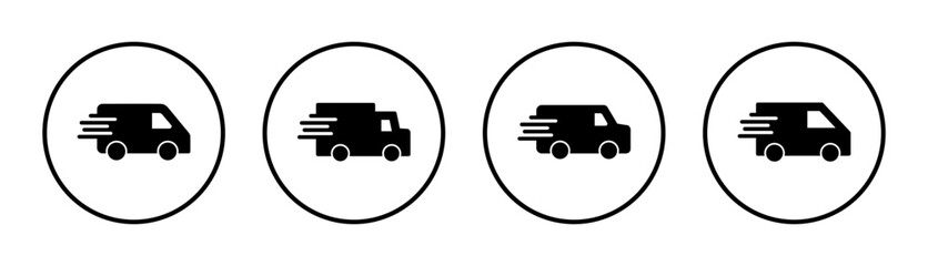 Delivery truck icon set illustration. Delivery truck sign and symbol. Shipping fast delivery icon