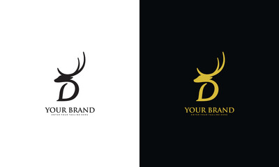 Deer logo letter d, vector graphic design