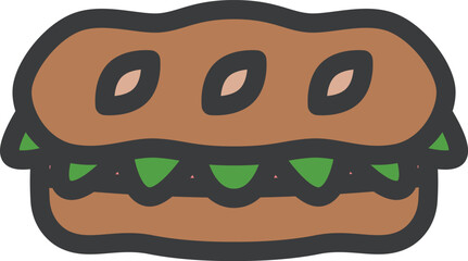 ミニミニカラー飲食物イラスト　サンド　パン