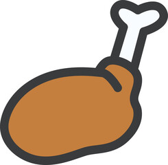 ミニミニカラー飲食物イラスト　骨つきチキン