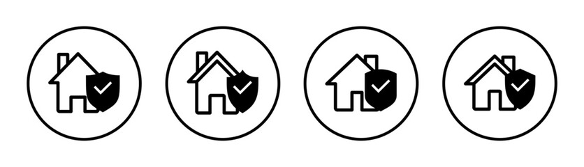 home insurance icon set illustration. home protection sign and symbol