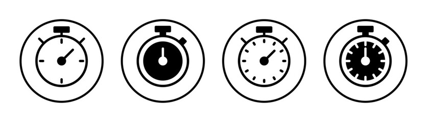 stopwatch icon set illustration. Timer sign and symbol. Countdown icon. Period of time