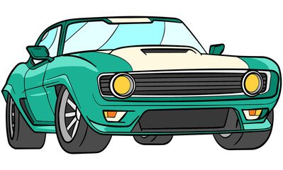 Green Old Luxury Sports Car Illustrations