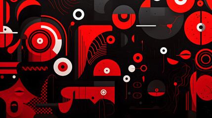 Obraz premium Black and Red Abstractions: Cartoon-inspired Wallpaper, Generative AI