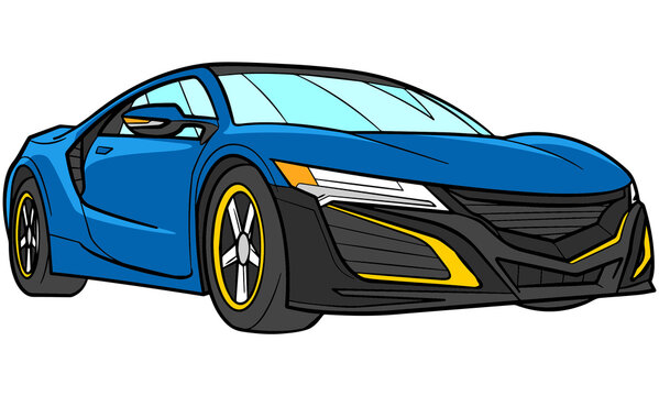 Blue Racing Luxury Sports Car Illustrations