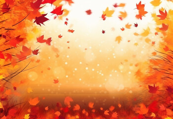 Naklejka na ściany i meble autumn background with leaves