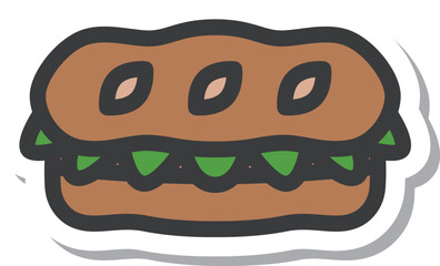 ミニミニステッカー風飲食物イラスト　サンド　パン