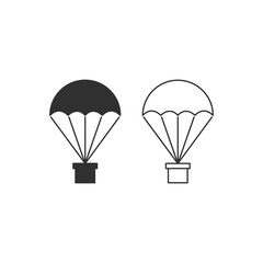 parachute icon silhouette and line on white background