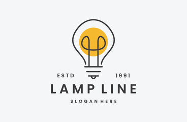 Naklejka premium Lamp logo vector icon illustration hipster vintage retro .