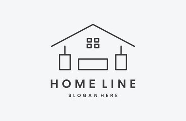 Home Logo Template Vector Illustrator line style .