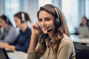 Office customer support staff in an office