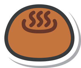 ミニミニステッカー風飲食物イラスト　温泉まんじゅう