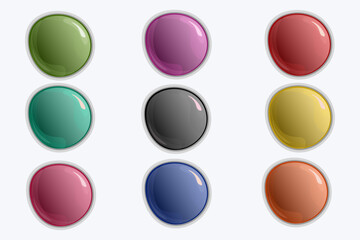 set of colorful glossy buttons, vector illustration