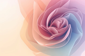Pink rose on colorful minimalist abstract background with, copy space