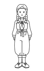 戦争 女性 制服 線画 黒 日本