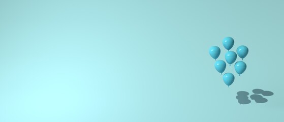 Floating balloons on a colored background - 3D render