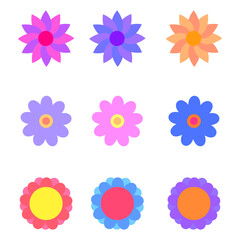 Colorful flowers set. origami abstract flower icons. Vector illustration. Stock image.