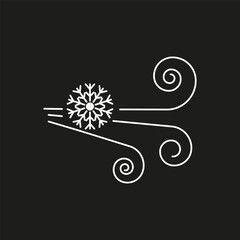 flow cold wind icon, cool air of conditioner, snowflake with swirl lines, freeze. Vector illustration. stock image.