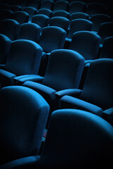 Empty blue theater seat