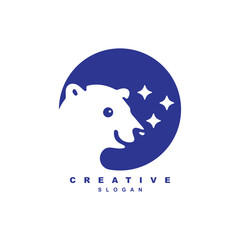 Cute polar bear with star logo design vector for your brand or business